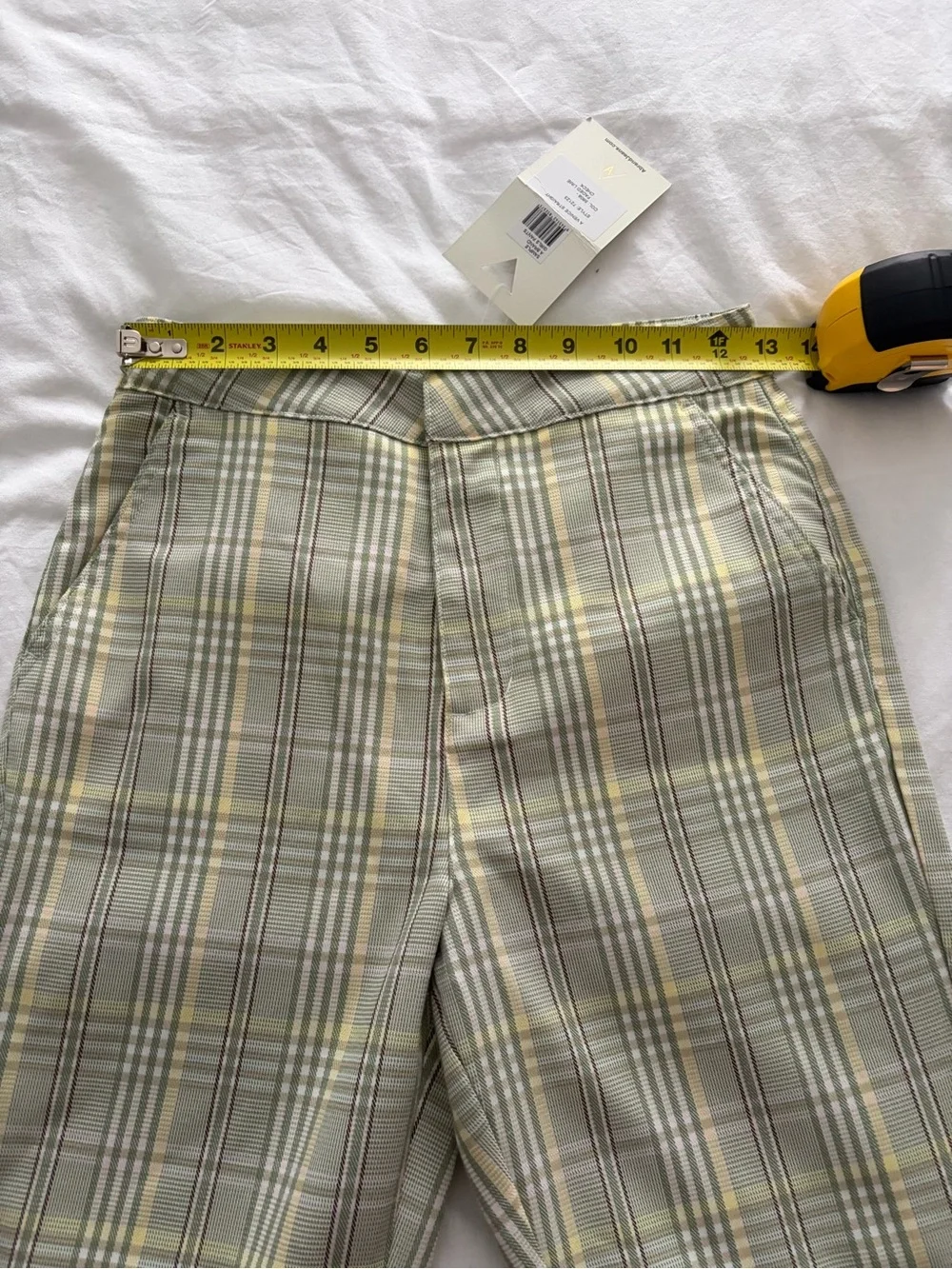 Abrand Venice Green Straight Leg Business Casual Checkered Pants Size 8 NWT